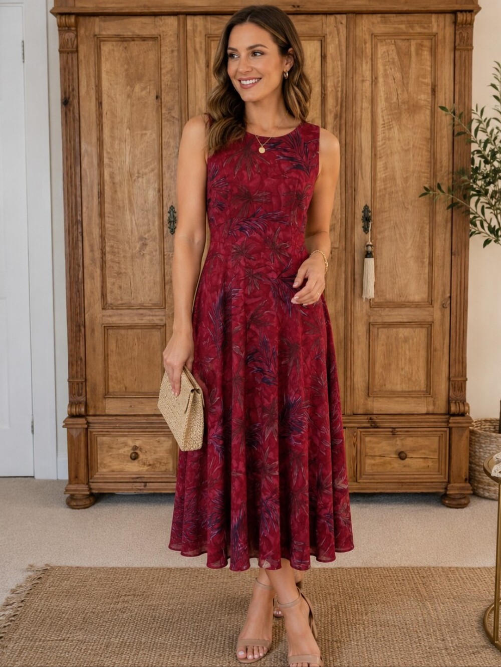 Karin Stevens Sleeveless Maxi Dress. Red Size 10